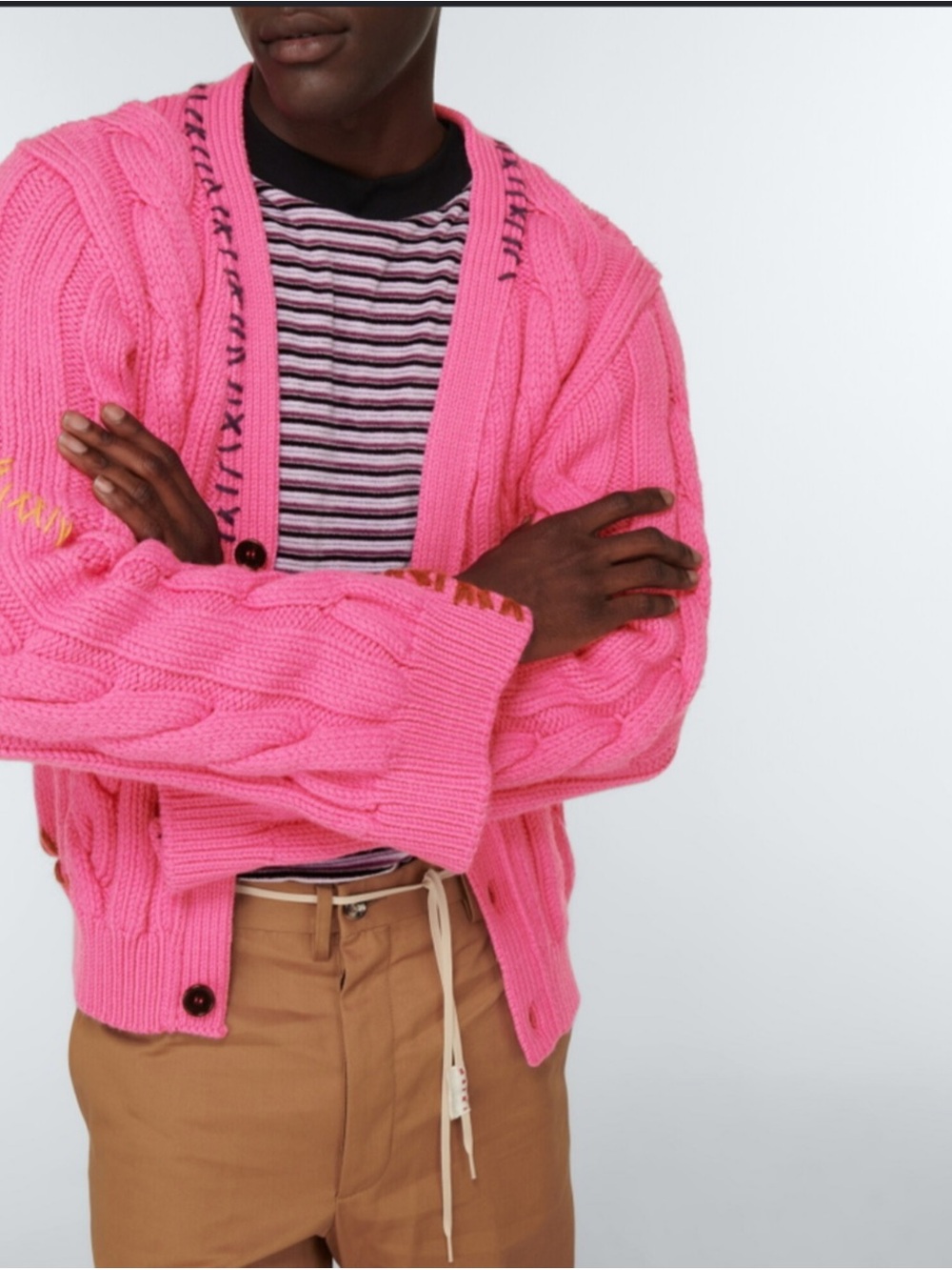 MNML Bright Pink Cable Knit Cardigan